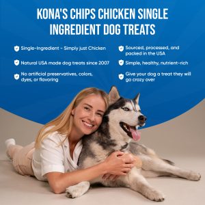 A single-ingredient chicken dog treat product benefits, great taste, nutritious, natural, and healthy