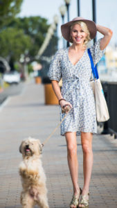 Lady walking her dog